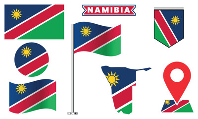 Namibia Flag Vector Set Collection National Symbol Designs