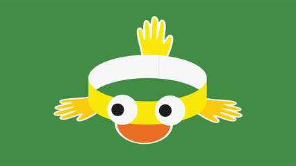 Craft yellow duck on a green background. Vector illustration of a duck. EPS 10