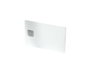 A sleek, rectangular, metallic card, with chip, set against a black background