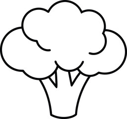 Simple Outline Illustration of a Broccoli Florets and Stem