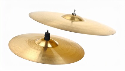"Hi-Hat Cymbals Mounted on Stand with Concentric Grooves – Classic Percussion Instrument for Drum Kit Setup, Musical Performance, and Rhythm Section Branding on White Background"