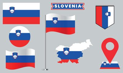 Slovenia Flag Vector Set Collection  National Symbol Designs