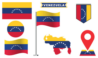 Venezuela Flag Vector Set Collection National Symbol Designs