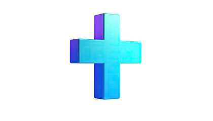 Obraz premium A gradient teal, blue and purple cross against a stark black background
