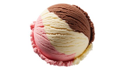Delicious Neapolitan ice cream scoop, a summer treat