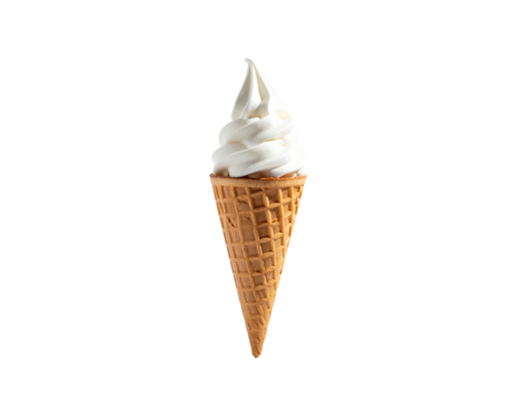A single soft serve ice cream cone against a pure black background