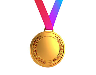 Gold medal with a colorful ribbon, a symbol of achievement and victory