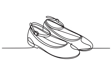 Women's shoes one line drawing. Female shoes line art minimalist canvas prints for the wall. one line Icon drawing with white background