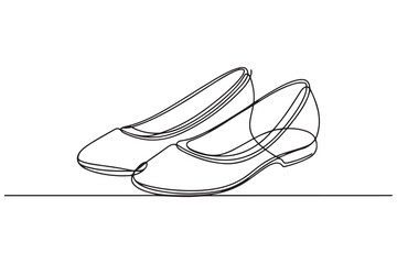 Women's shoes one line drawing. Female shoes line art minimalist canvas prints for the wall. one line Icon drawing with white background