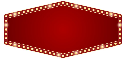 Red marquee sign board with lights