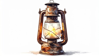old oil lamp isolated on white 