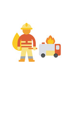 Fototapeta premium Firefighter Outline Icon Vector, Minimal Emergency and Safety Symbol for Rescue Services