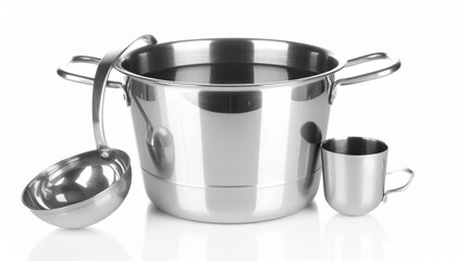 stainless steel bucket on white 