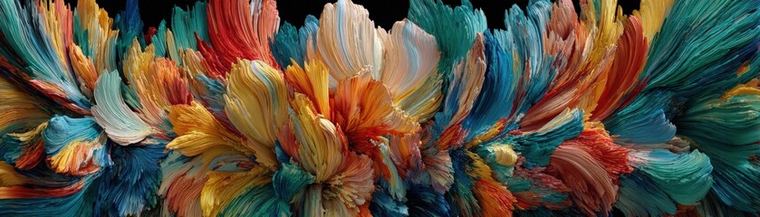 Vibrant multicolored flower petals with detailed textures and rich hues forming an artistic floral arrangement design