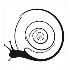 Stylized illustration of a snail with a spiraling shell pattern, depicted in black and white on a clean background.