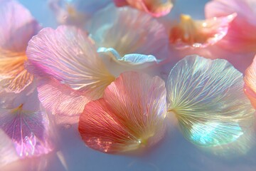 Topdown view of pastel flower petals arranged on a soft background floral art nature tranquil environment