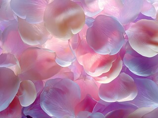Top-down view of overlapping pastel petals in blue floral abstract art serene environment nature concept