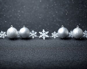 Elegant frosted glass baubles and snowflakes winter wonderland decorative display indoor aesthetic concept