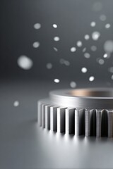 Close-up action of alloy rotor teeth industrial setting product photography macro environment technical concept