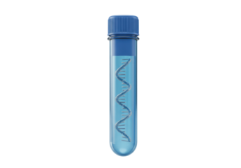 Isolated DNA double helix in a blue test tube representing genetic research biotechnology medical science laboratory experiment healthcare concept