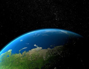 Fototapeta premium Earth from space, showing continents and oceans