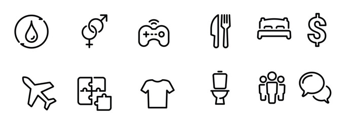 set of black vector icons isolated vector illustration
