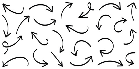 Hand drawn vector arrows doodle set. sketch arrow design for business plan and education.