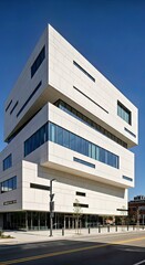 Geometric Library: Angled Facades Creating Intriguing Shadow Play, Modern Design ??