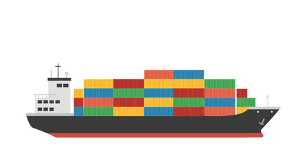 A cargo ship filled with colorful shipping containers
