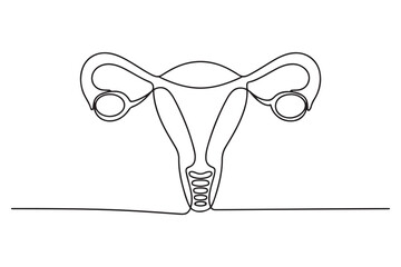 Continuous one line drawing of female reproductive uterus and women's day vector illustration. one line Icon drawing with white background
