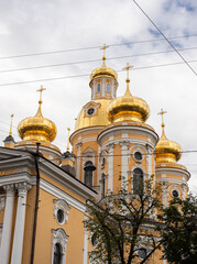 golden domes of the Cathedral of the Vladimir Icon of the Mother of God in Saint Petersburg, Russia, 20th of July, 2025