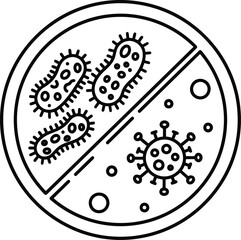 Fototapeta premium Stop bacteria and virus microbe icon vector illustration clean hygiene sanitation symbol line art vector