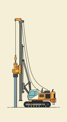 Construction drilling machine on tracks against a light background.