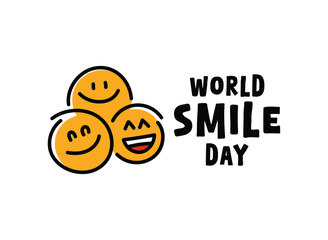 Flat design vector of World Smile Day. October. White background. Smile icon.