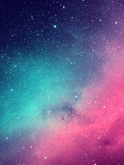 Obraz premium Colorful Milky Way galaxy sky with vibrant pink purple blue and green nebula and sparkling stars in deep space background