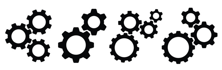 Gear mechanism icon set of 4, design element suitable for websites, print design or app vector