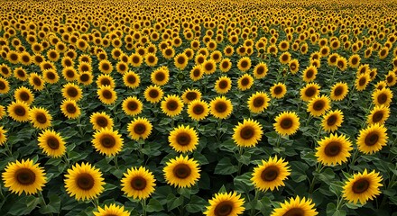 Vast sunflower field under sunlight showcasing floral abundance and natures beauty