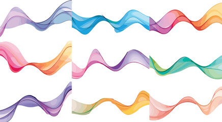 Vibrant Wave Pattern Set with Colorful Swirls, Modern Design, and Dynamic Shapes for Creative Projects