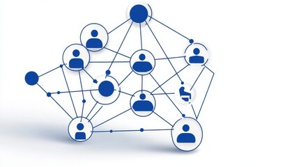 Network Connection Illustration with Avatar Icons and Points of Interest