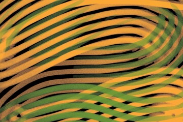 Vibrant abstract background with flowing orange and green curved lines over a black surface. Perfect for modern design, digital art, posters.