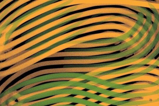 Vibrant abstract background with flowing orange and green curved lines over a black surface. Perfect for modern design, digital art, posters.