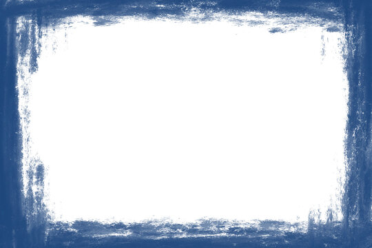 Abstract dark blue background with a black grunge brush frame border. Perfect for poster design, banner template, artistic presentation, or digital texture use.