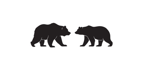 Fototapeta premium Print silhouette of Grizzly and Brown Bear Vector Art