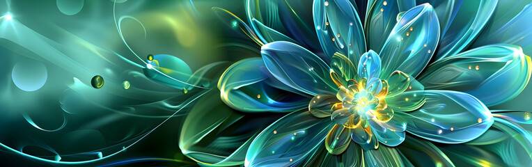 Vibrant Aqua Petals in Abstract Modern Botanical Floral Art