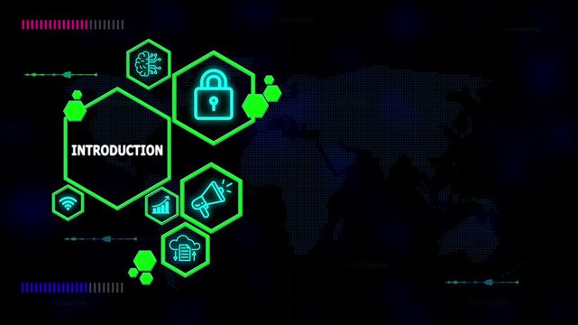 Digital introduction conceptual illustration showcasing global business strategy, collaboration, and innovative ideas with modern abstract graphics and international connectivity elements.