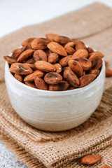 Roasted almonds close-up. A vegan superfood.