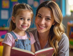 Mama czytająca książkę swojemu dziecku