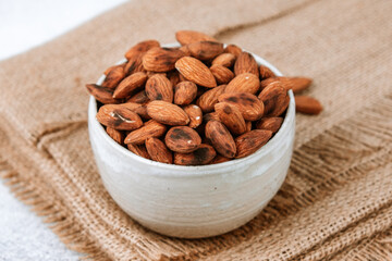 Roasted almonds close-up. A vegan superfood.