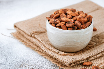 Roasted almonds close-up. A vegan superfood.