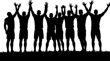 American Football Team Players Running Silhouette